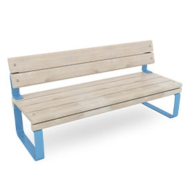 park bench with back rest in blue